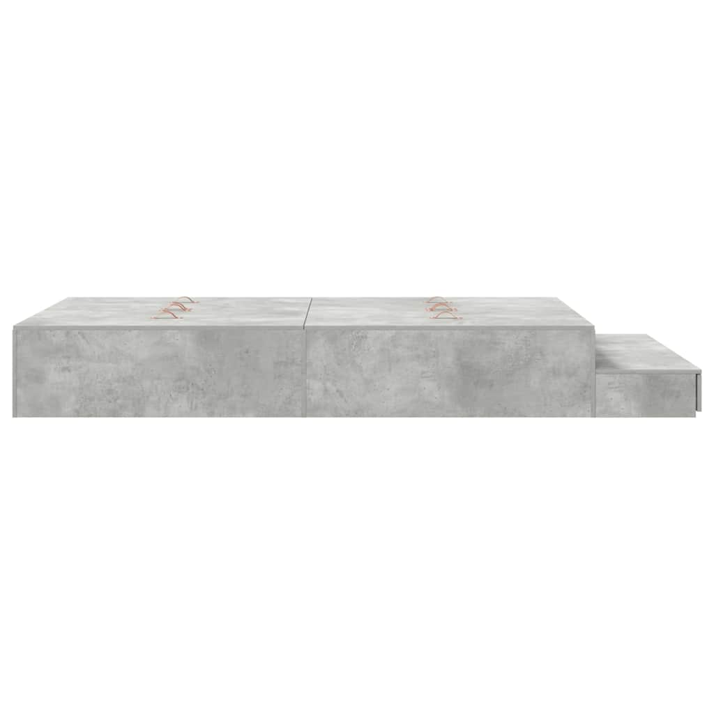 Bett mit Stauraum mit Speicher Beton Grau 226.5 x 120 x 31.5 cm