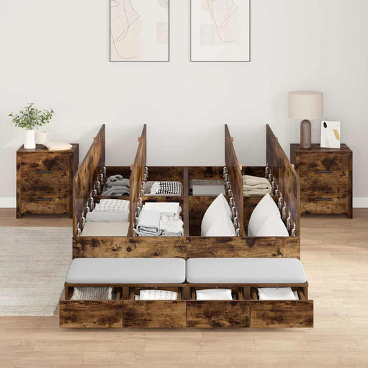 Bett mit Stauraum Geräucherte Eiche 226.5 x 120 x 31.5 cm