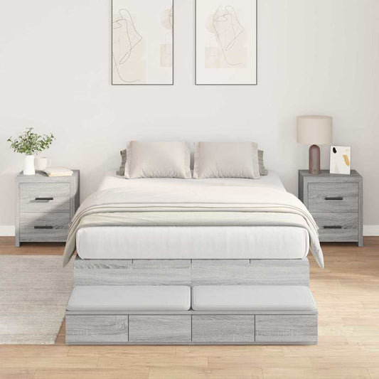 Bett mit Stauraum mit Tür Grau Sonoma 226.5 x 120 x 31.5 cm