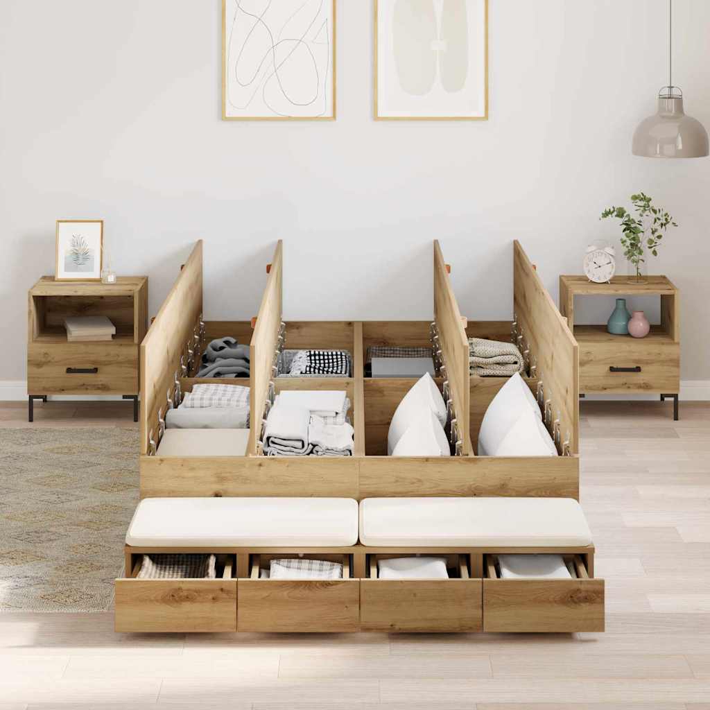Bett mit Stauraum mit Tür Artisan-Eiche 226.5 x 120 x 31.5 cm