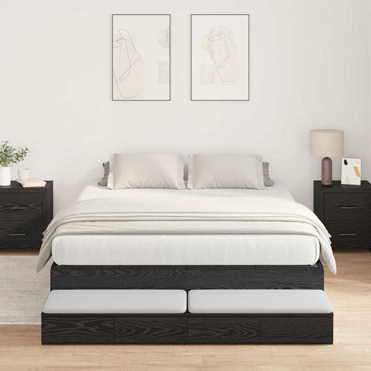 Bett mit Stauraum Schwarz Eichen-Optik 226,5 x 140 x 31,5 cm