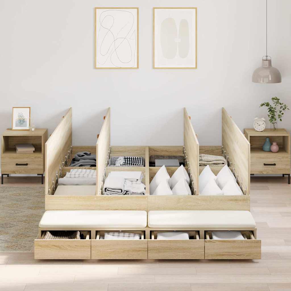 Bett mit Stauraum mit Tür Sonoma-Eiche 226,5 x 140 x 31,5 cm