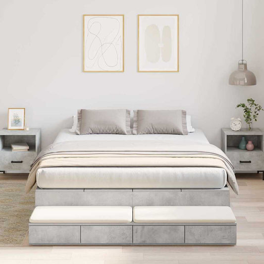 Bett mit Stauraum mit Speicher Beton Grau 226,5 x 140 x 31,5 cm