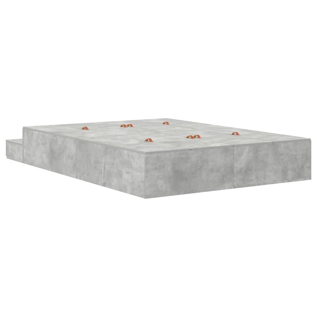 Bett mit Stauraum mit Speicher Beton Grau 226,5 x 140 x 31,5 cm