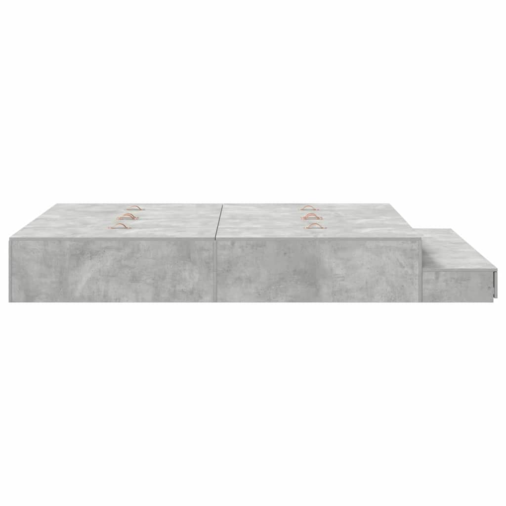 Bett mit Stauraum mit Speicher Beton Grau 226,5 x 140 x 31,5 cm