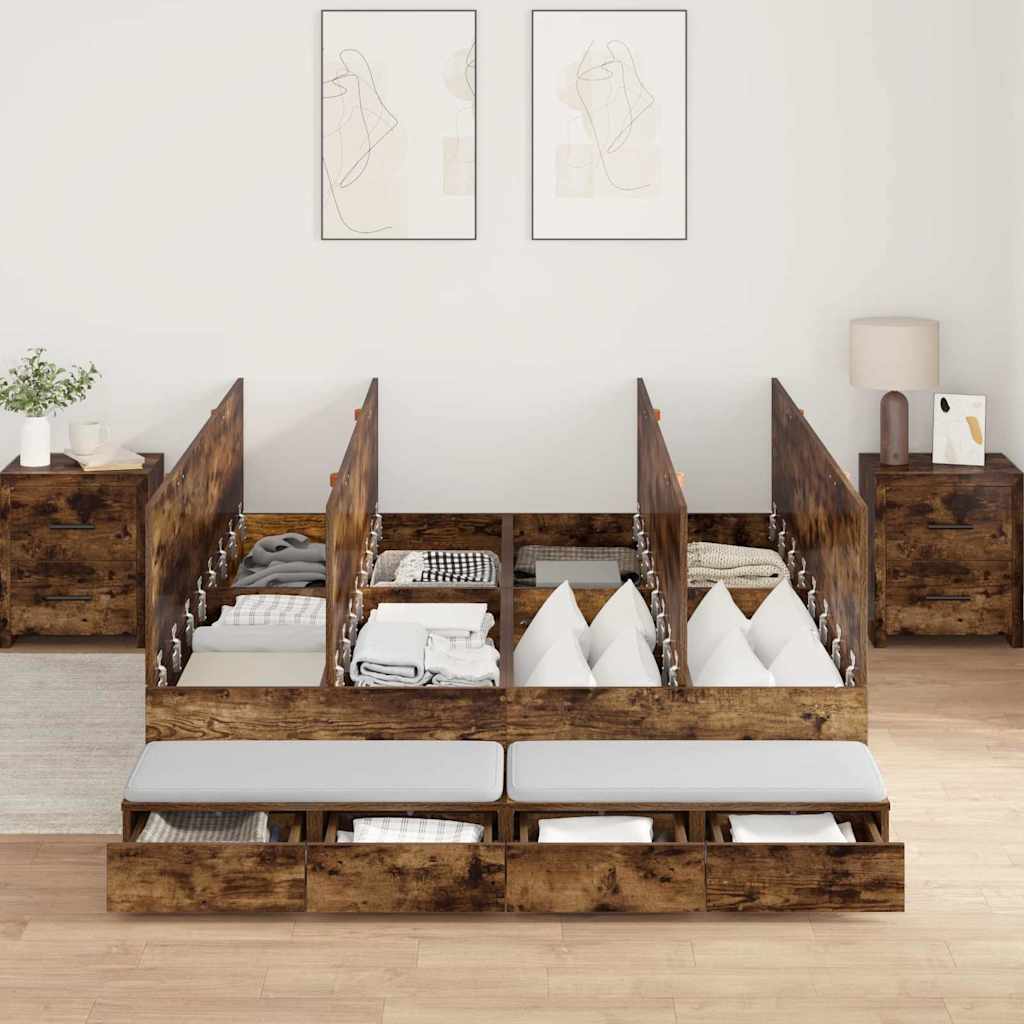 Bett mit Stauraum Geräucherte Eiche 226,5 x 140 x 31,5 cm