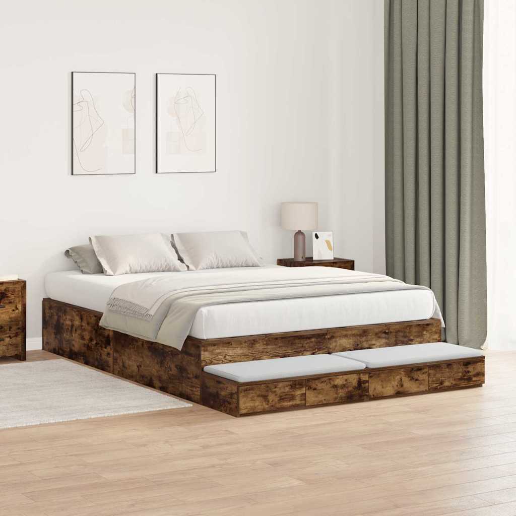 Bett mit Stauraum Geräucherte Eiche 226,5 x 140 x 31,5 cm