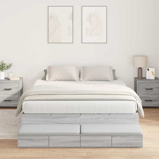 Bett mit Stauraum mit Tür Grau Sonoma 226,5 x 140 x 31,5 cm