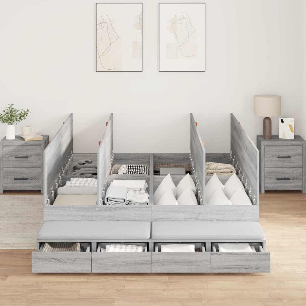 Bett mit Stauraum mit Tür Grau Sonoma 226,5 x 140 x 31,5 cm