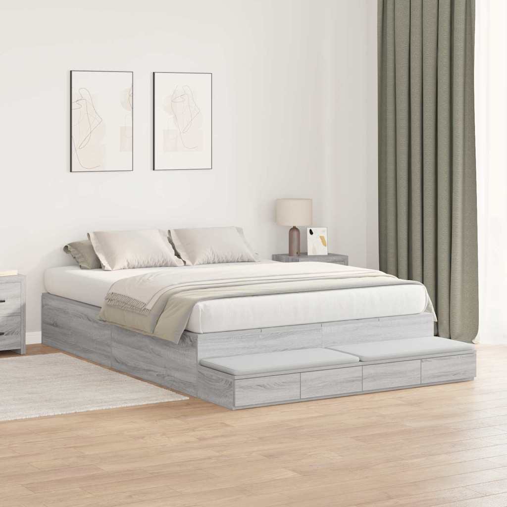 Bett mit Stauraum mit Tür Grau Sonoma 226,5 x 140 x 31,5 cm
