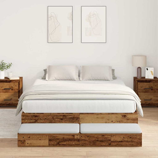 Bett mit Stauraum Altholz 226,5 x 140 x 31,5 cm Holzwerkstoff