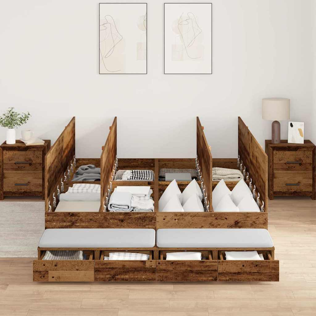 Bett mit Stauraum Altholz 226,5 x 140 x 31,5 cm Holzwerkstoff
