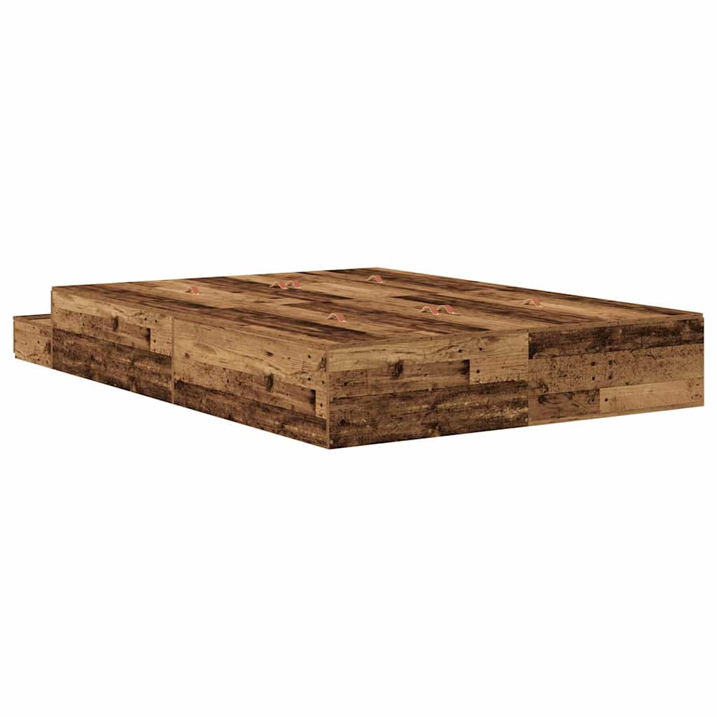 Bett mit Stauraum Altholz 226,5 x 140 x 31,5 cm Holzwerkstoff