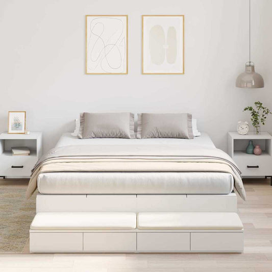 Bett mit Stauraum Weiß 226,5 x 135 x 31,5 cm Holzwerkstoff