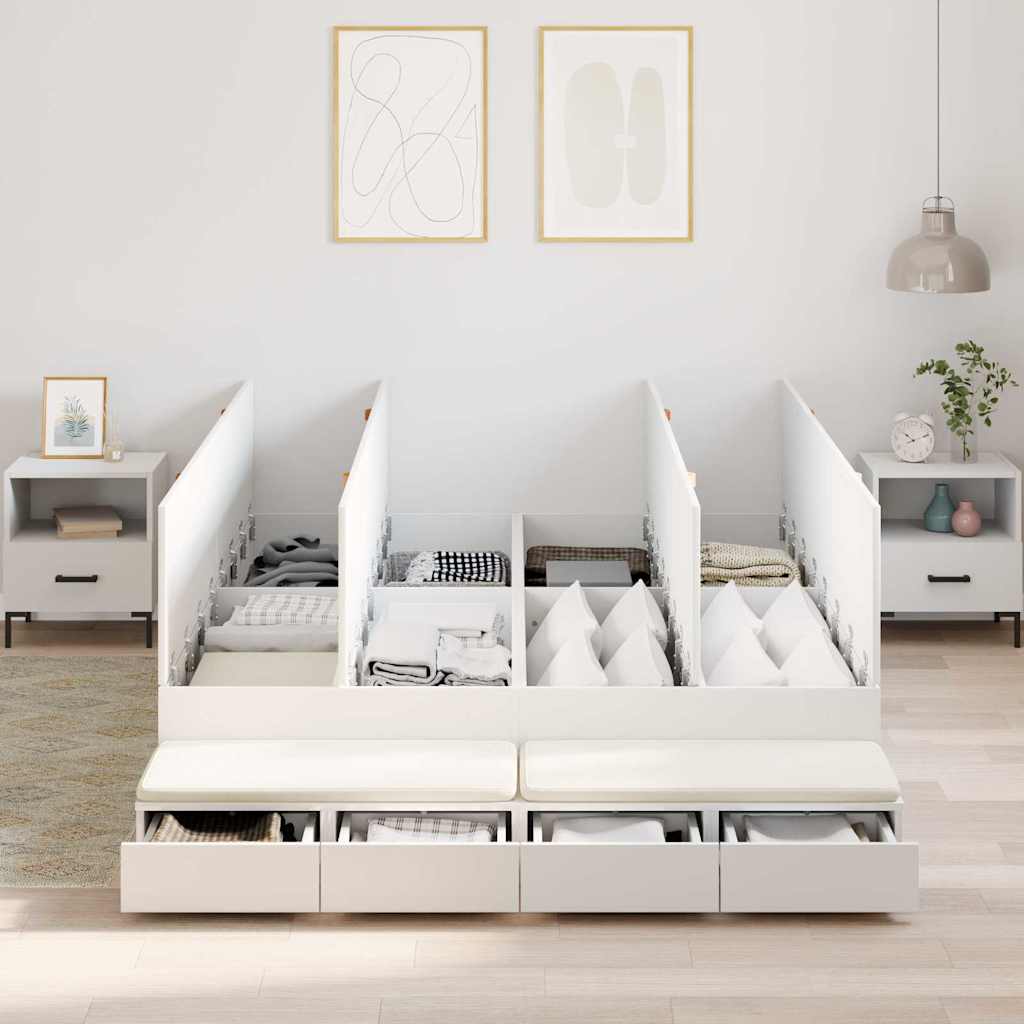 Bett mit Stauraum Weiß 226,5 x 135 x 31,5 cm Holzwerkstoff