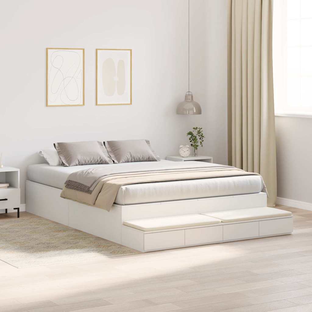 Bett mit Stauraum Weiß 226,5 x 135 x 31,5 cm Holzwerkstoff