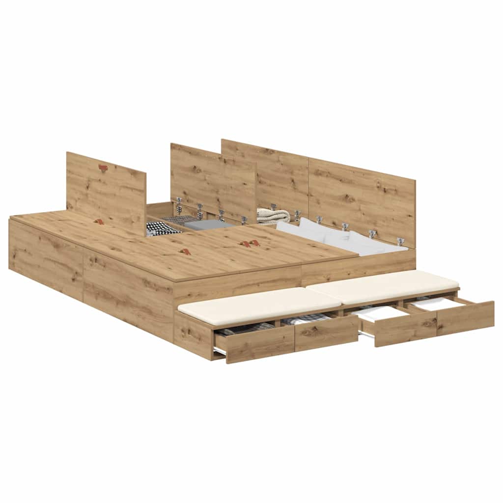 Bett mit Stauraum mit Tür Artisan-Eiche 226,5 x 135 x 31,5 cm