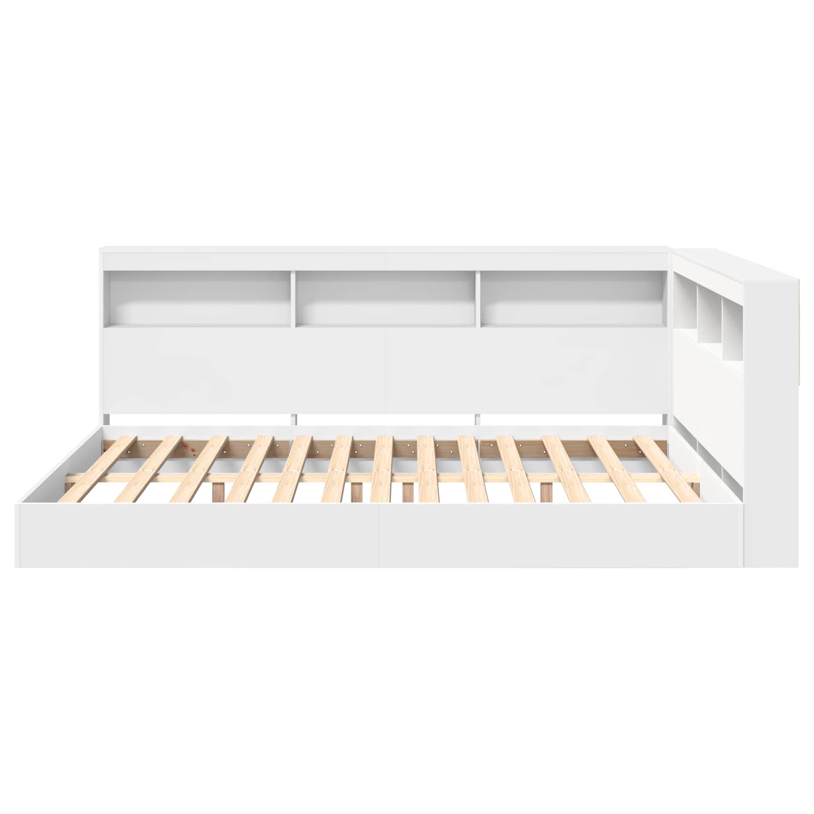 Bücherregal-Bett mit Kopfteil Weiß 140 x 200 cm Holzwerkstoff