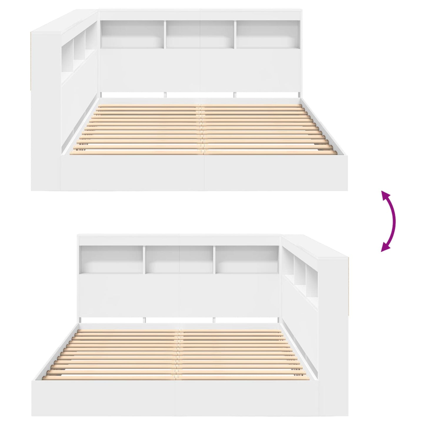 Bücherregal-Bett mit Kopfteil Weiß 140 x 200 cm Holzwerkstoff