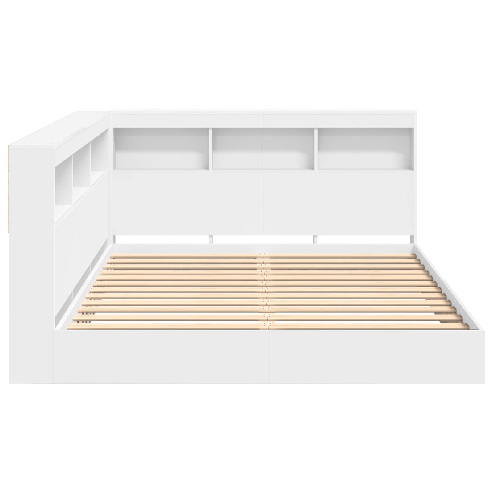 Bücherregal-Bett mit Kopfteil Weiß 140 x 200 cm Holzwerkstoff