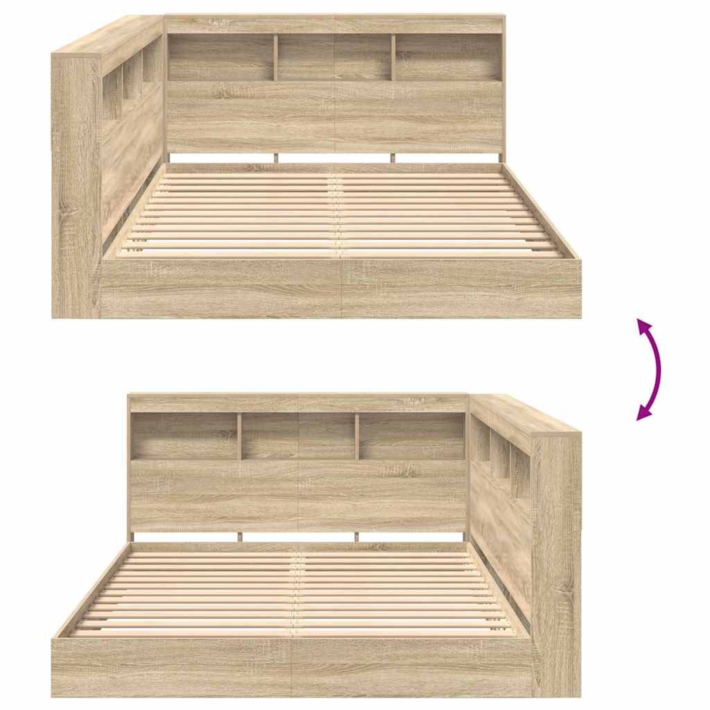 Bücherregal-Bett Sonoma-Eiche 140 x 200 cm Holzwerkstoff