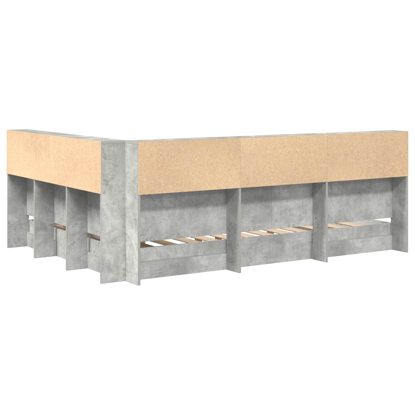 Bücherregal-Bett Betongrau 140 x 200 cm Holzwerkstoff
