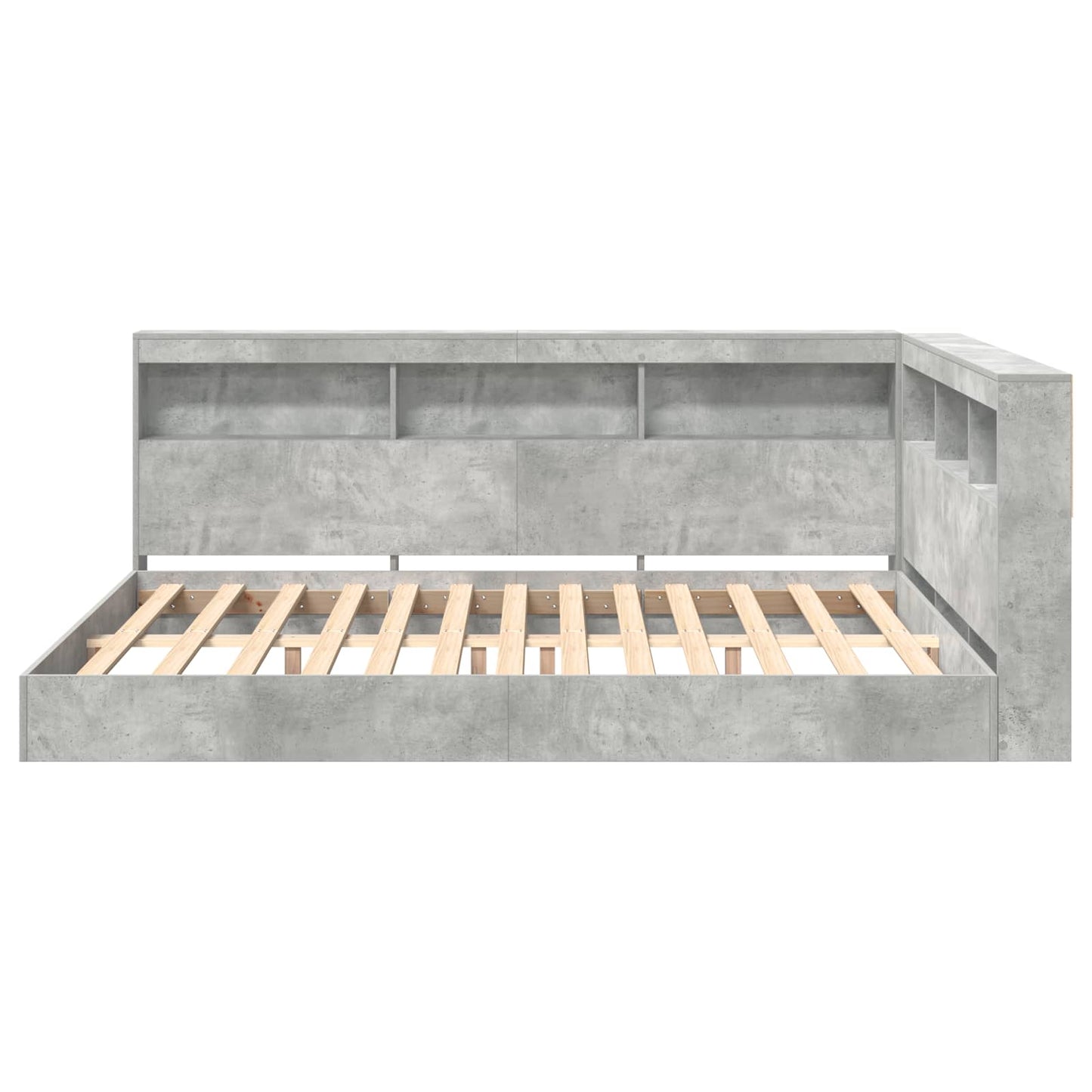 Bücherregal-Bett Betongrau 140 x 200 cm Holzwerkstoff
