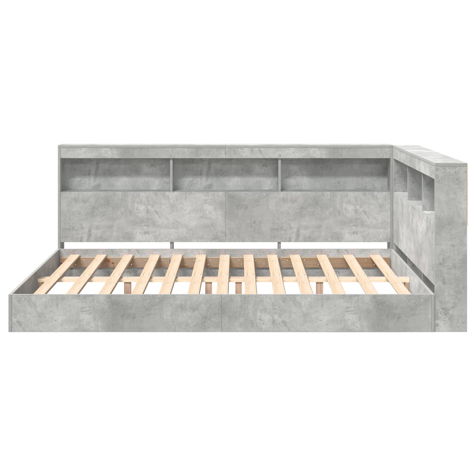 Bücherregal-Bett Betongrau 140 x 200 cm Holzwerkstoff