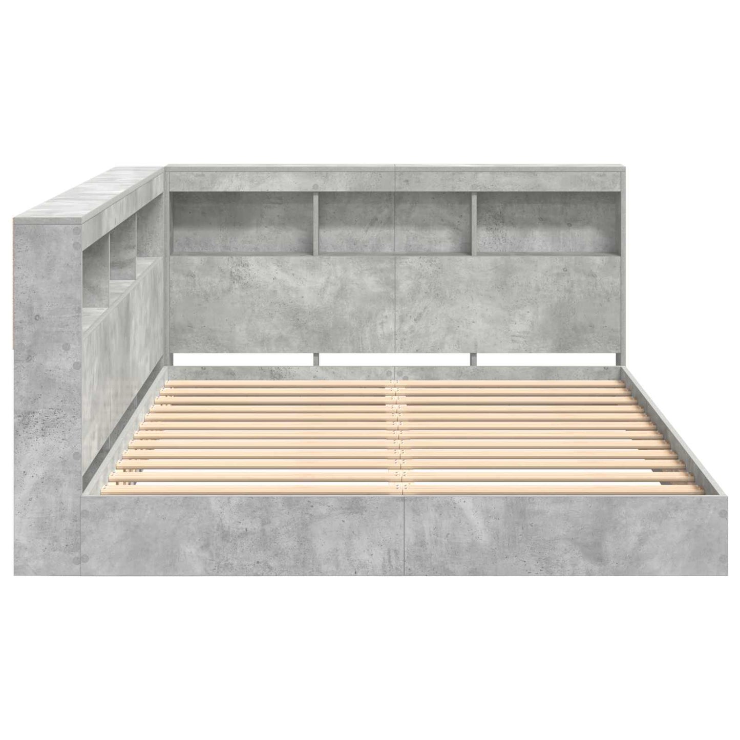 Bücherregal-Bett Betongrau 140 x 200 cm Holzwerkstoff