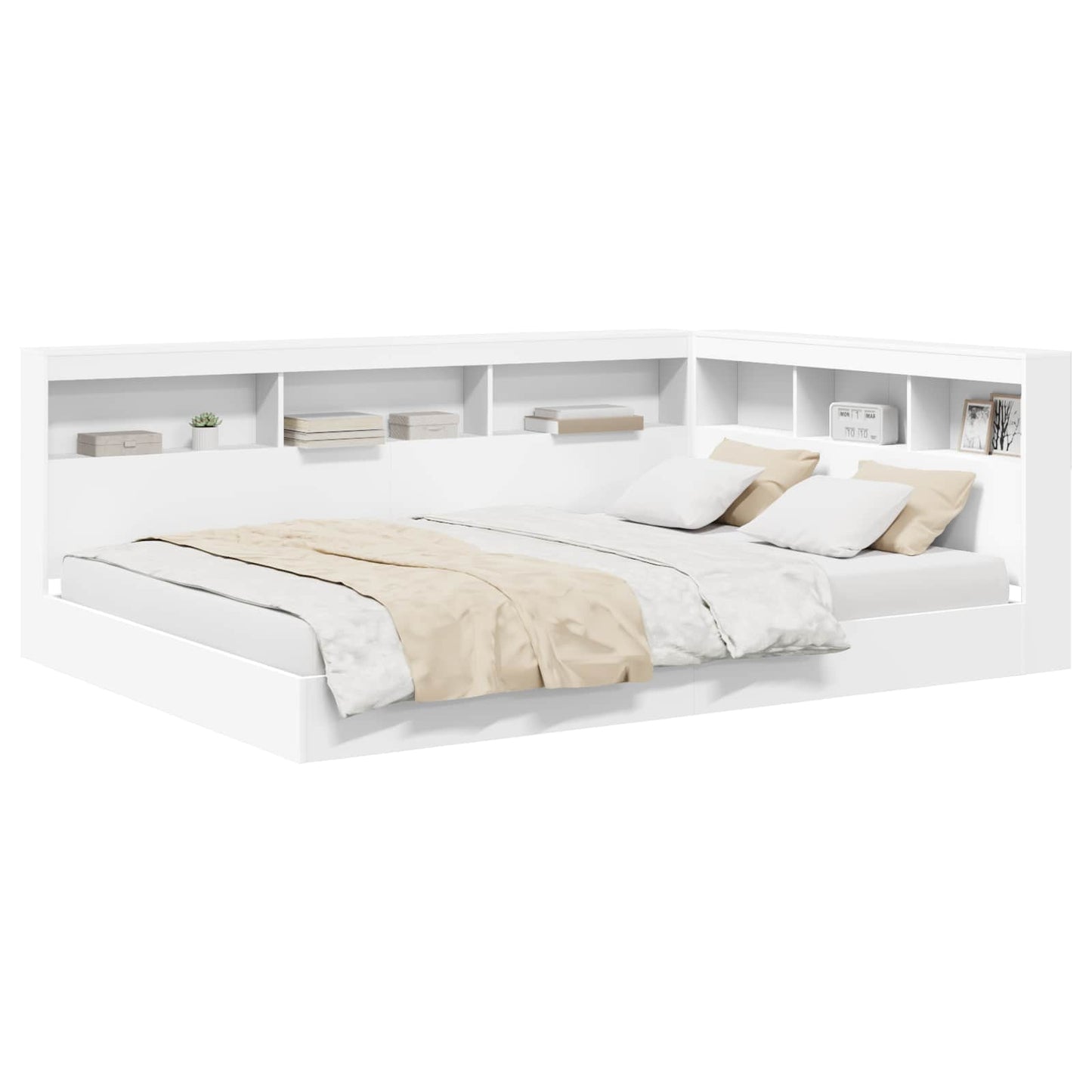 Bücherregal-Bett mit Regal Weiß 160 x 200 cm Holzwerkstoff