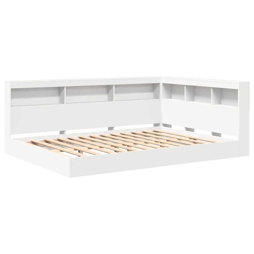 Bücherregal-Bett mit Regal Weiß 160 x 200 cm Holzwerkstoff