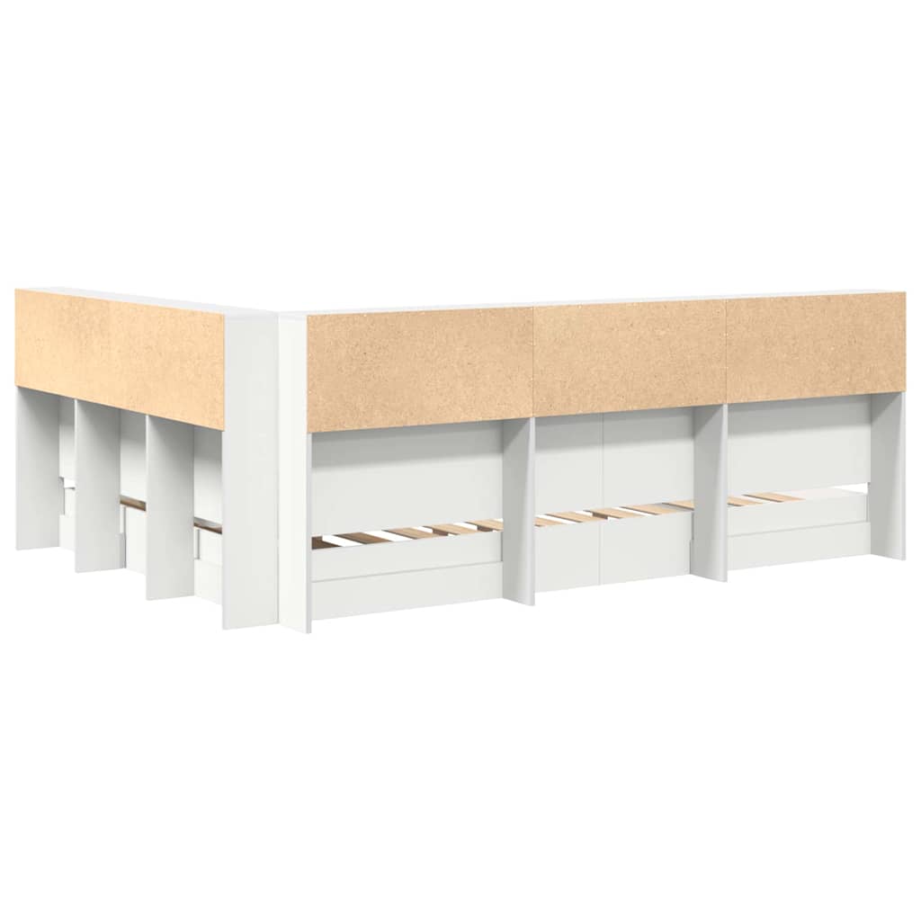 Bücherregal-Bett mit Regal Weiß 160 x 200 cm Holzwerkstoff