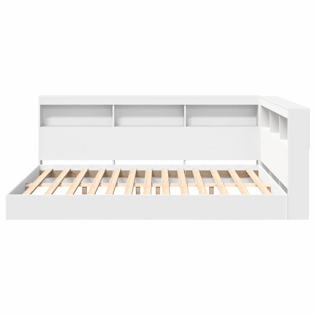 Bücherregal-Bett mit Regal Weiß 160 x 200 cm Holzwerkstoff