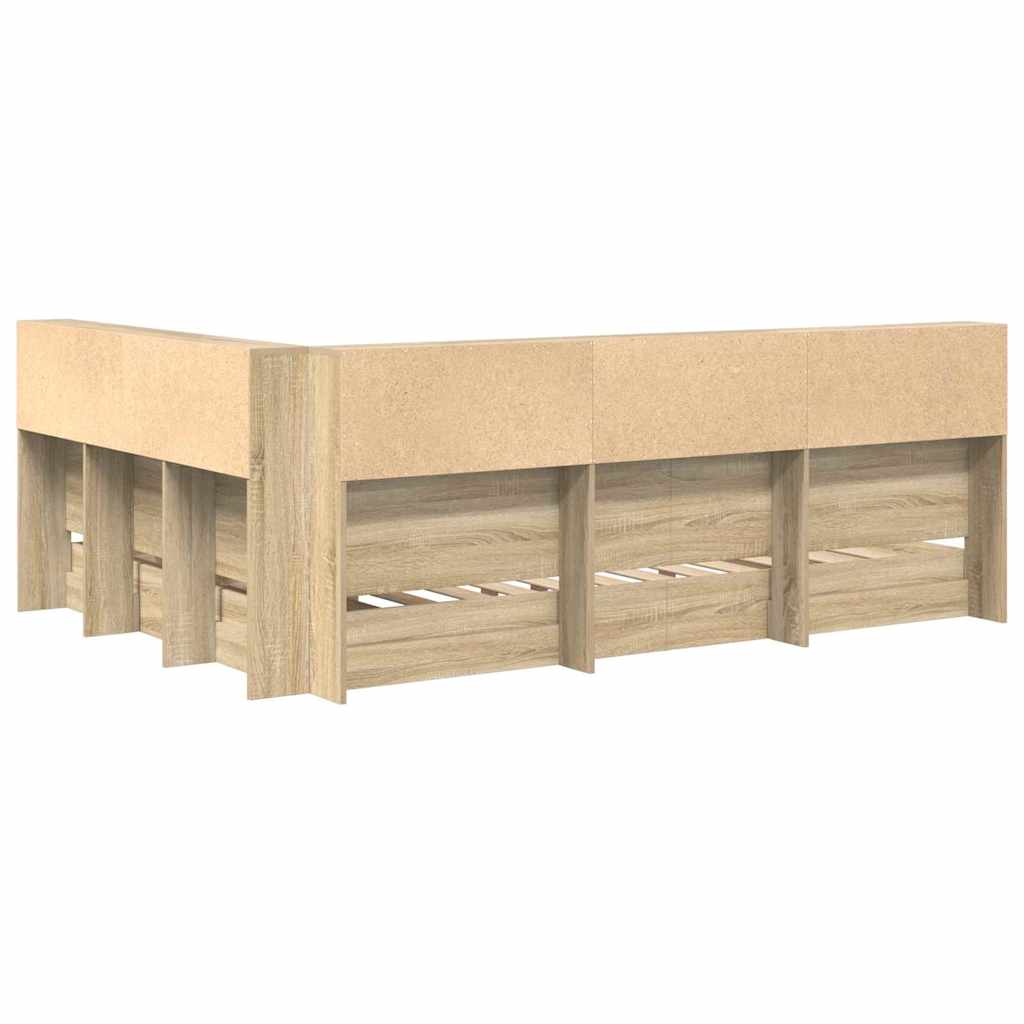 Bücherregal-Bett Sonoma-Eiche 160 x 200 cm Holzwerkstoff