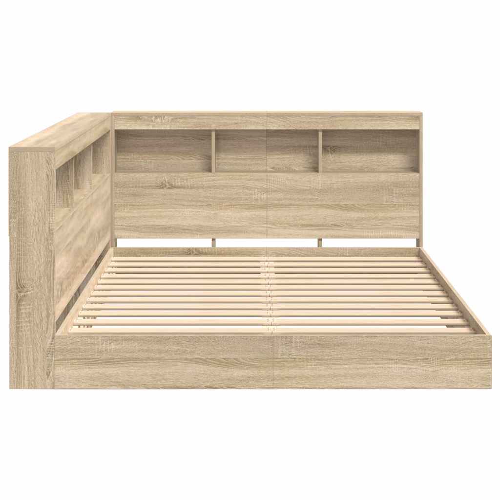 Bücherregal-Bett Sonoma-Eiche 160 x 200 cm Holzwerkstoff