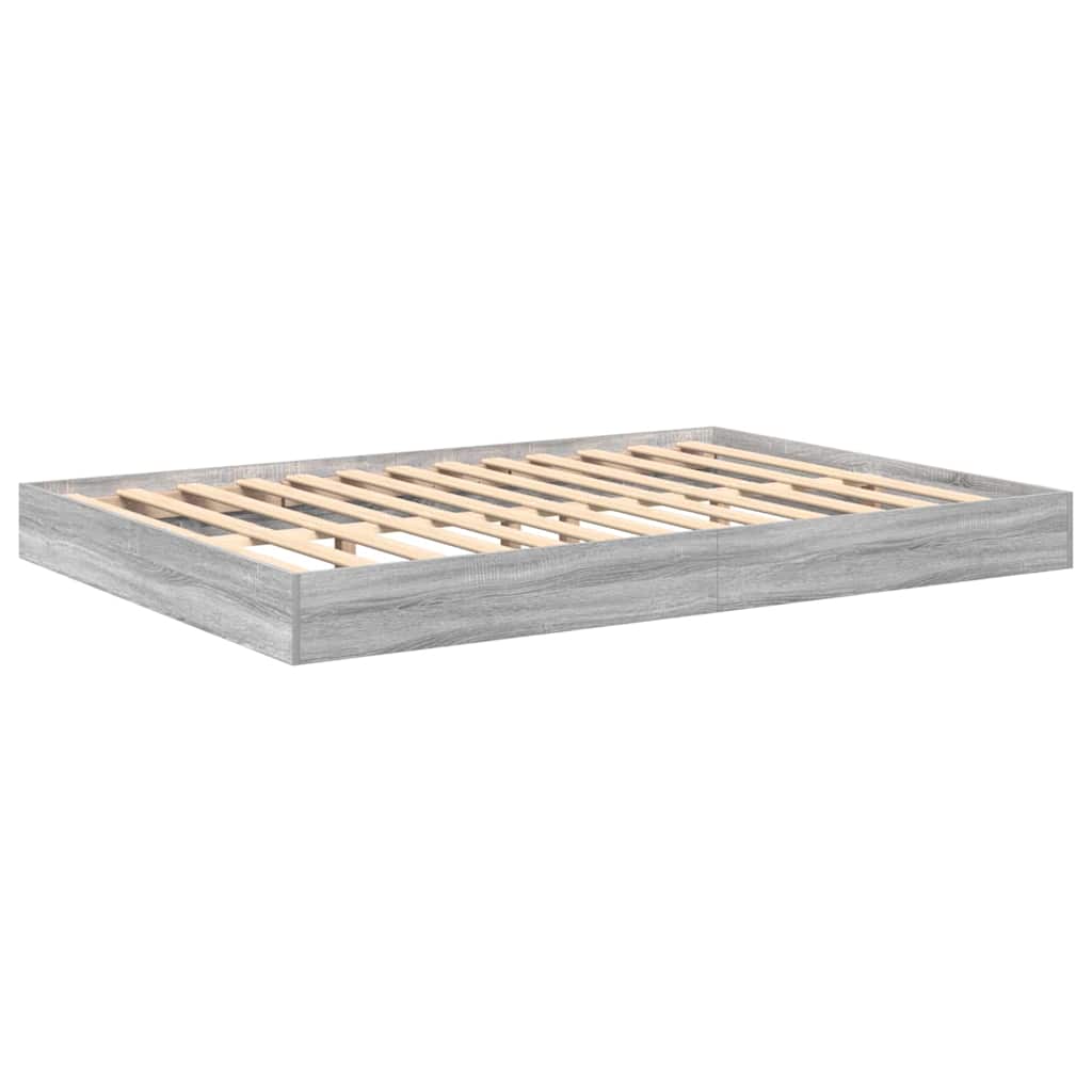 Bücherregal-Bett Grau Sonoma 160 x 200 cm Holzwerkstoff