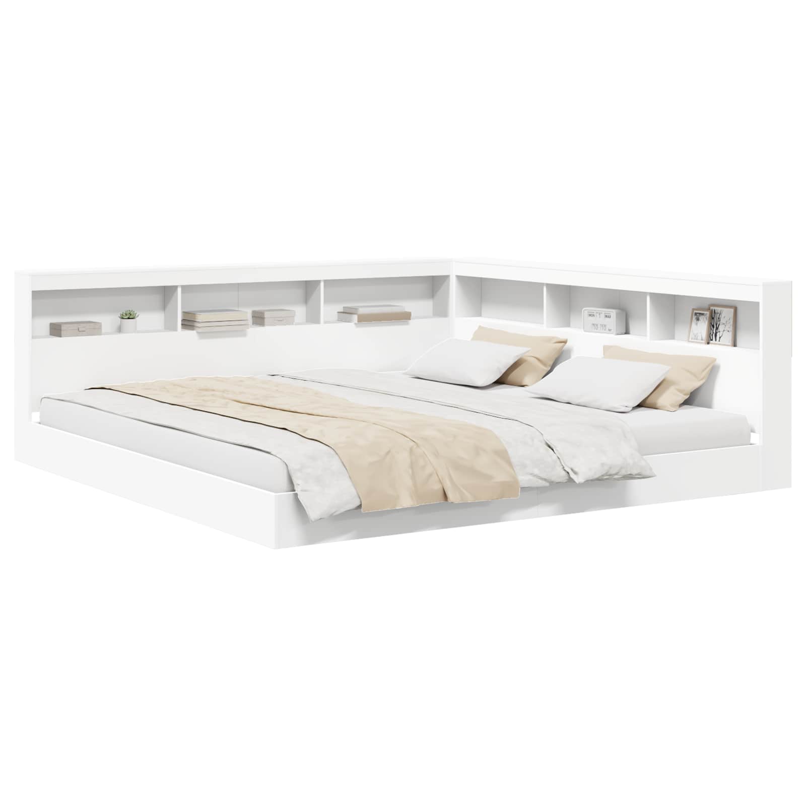 Bücherregal-Bett mit Kopfteil Weiß 180 x 200 cm Holzwerkstoff