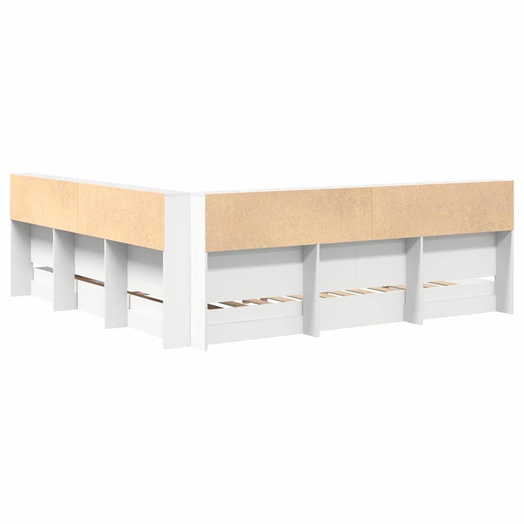 Bücherregal-Bett mit Kopfteil Weiß 180 x 200 cm Holzwerkstoff