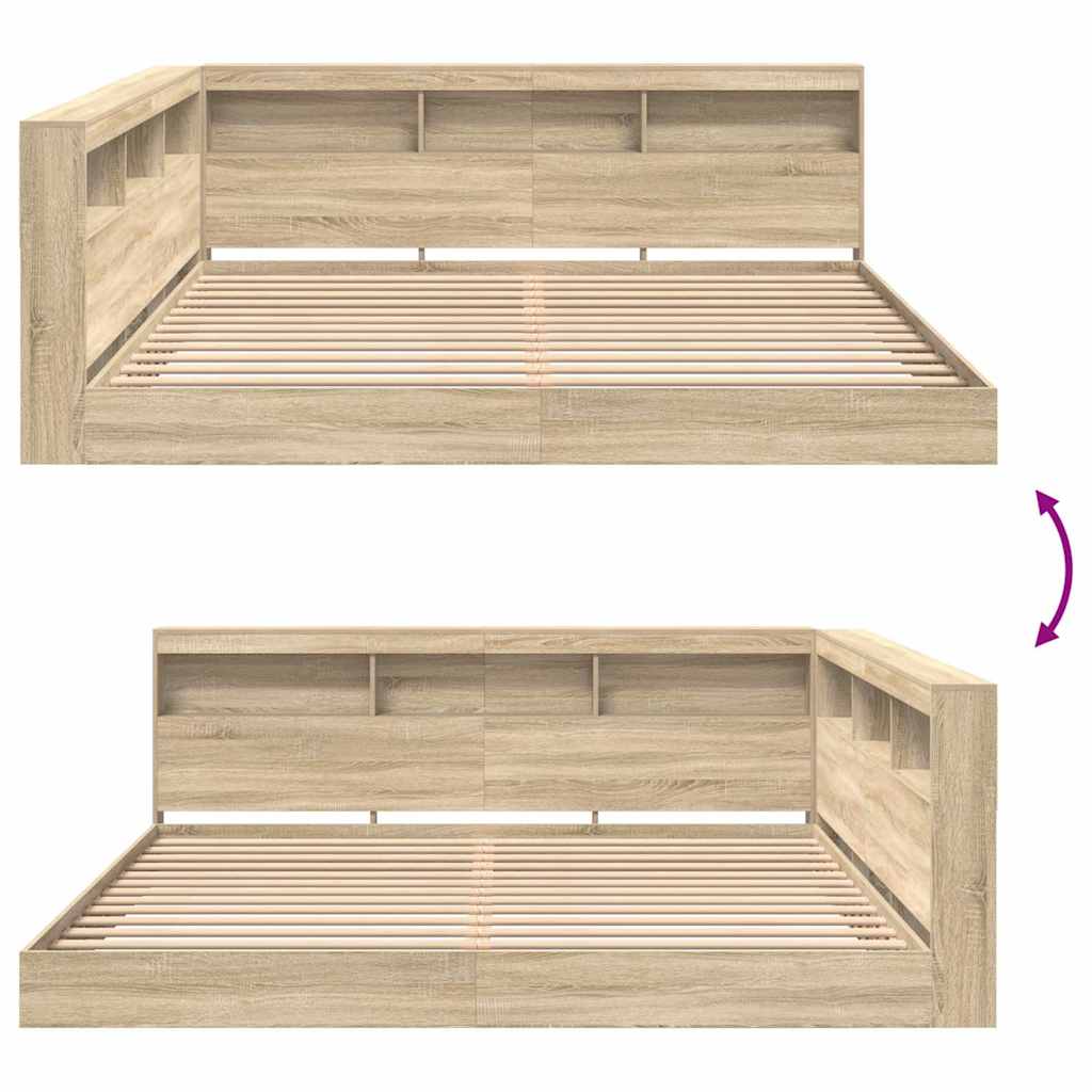 Bücherregal-Bett Sonoma-Eiche 180 x 200 cm Holzwerkstoff