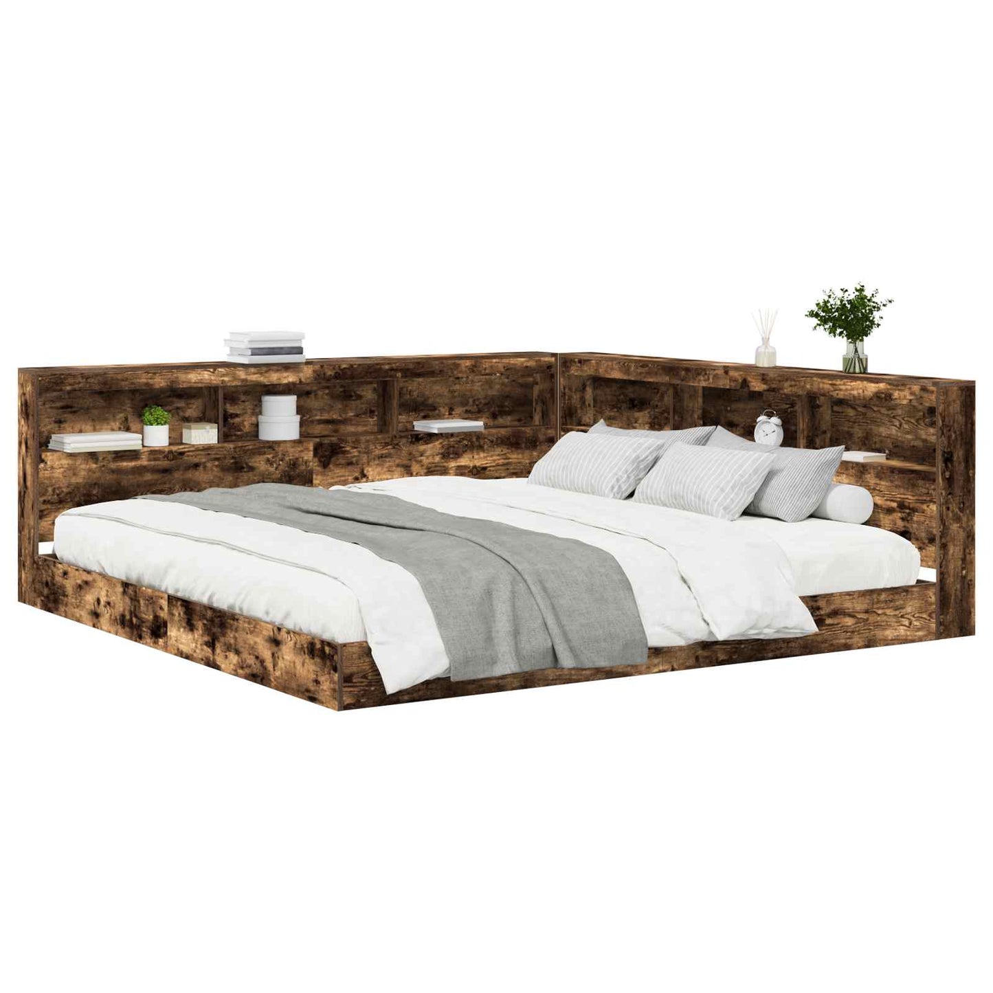 Bücherregal-Bett Räuchereiche 180 x 200 cm Holzwerkstoff