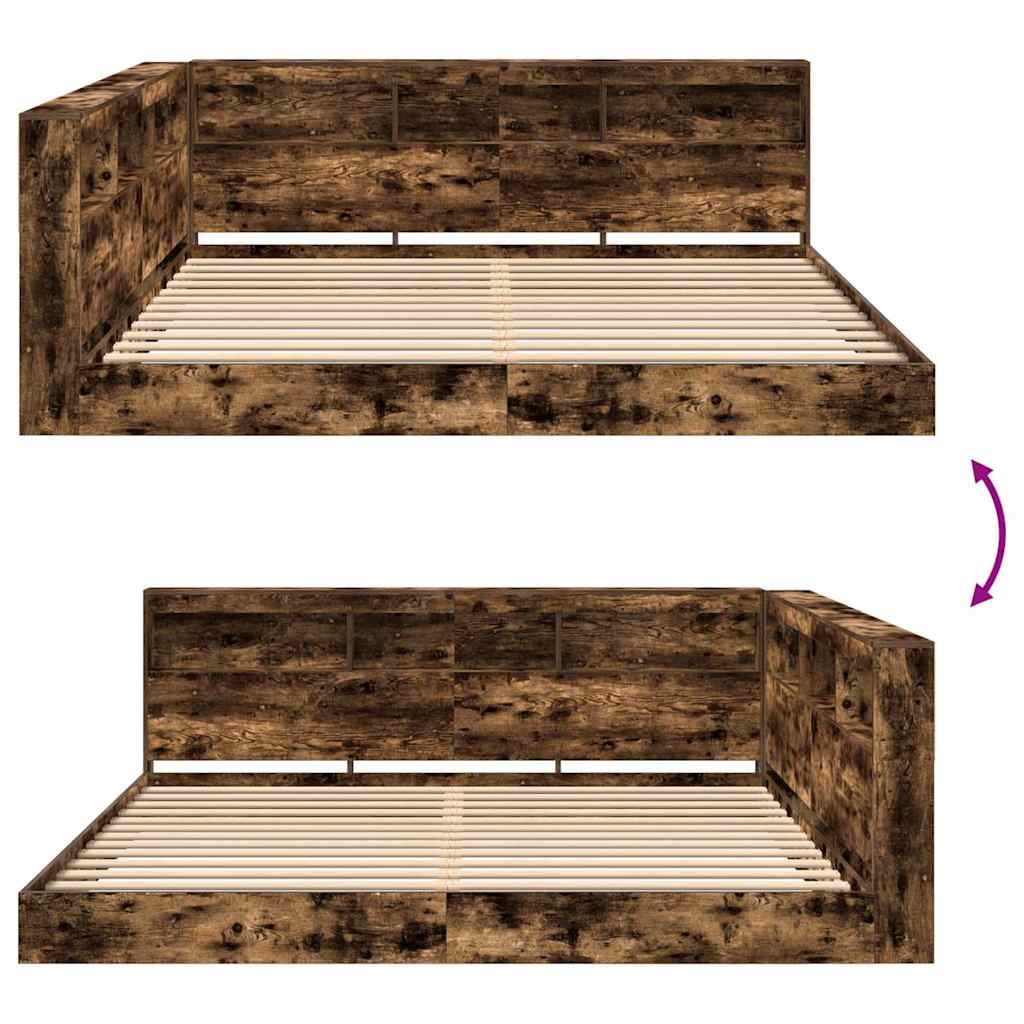 Bücherregal-Bett Räuchereiche 180 x 200 cm Holzwerkstoff