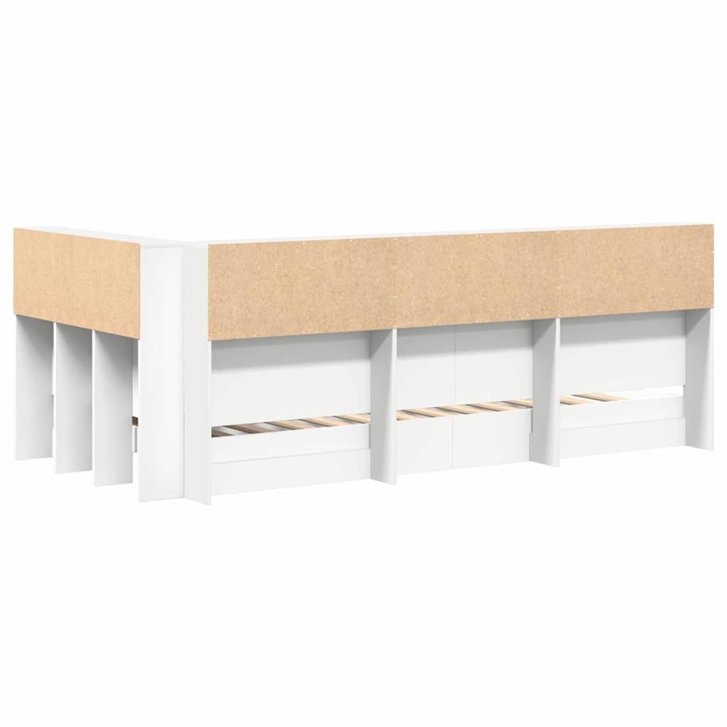Bücherregal-Bett mit Kopfteil Weiß 90 x 190 cm Holzwerkstoff