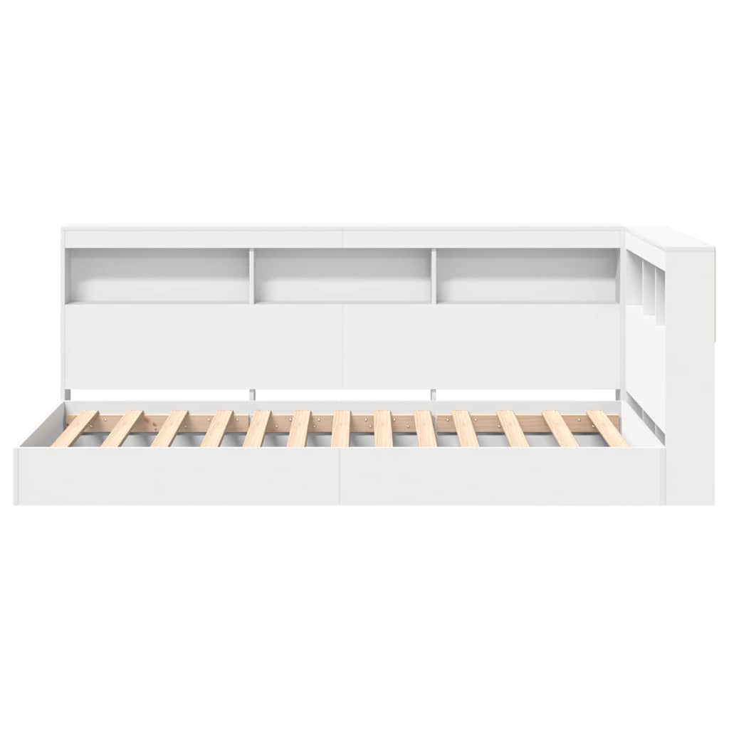 Bücherregal-Bett mit Kopfteil Weiß 90 x 190 cm Holzwerkstoff
