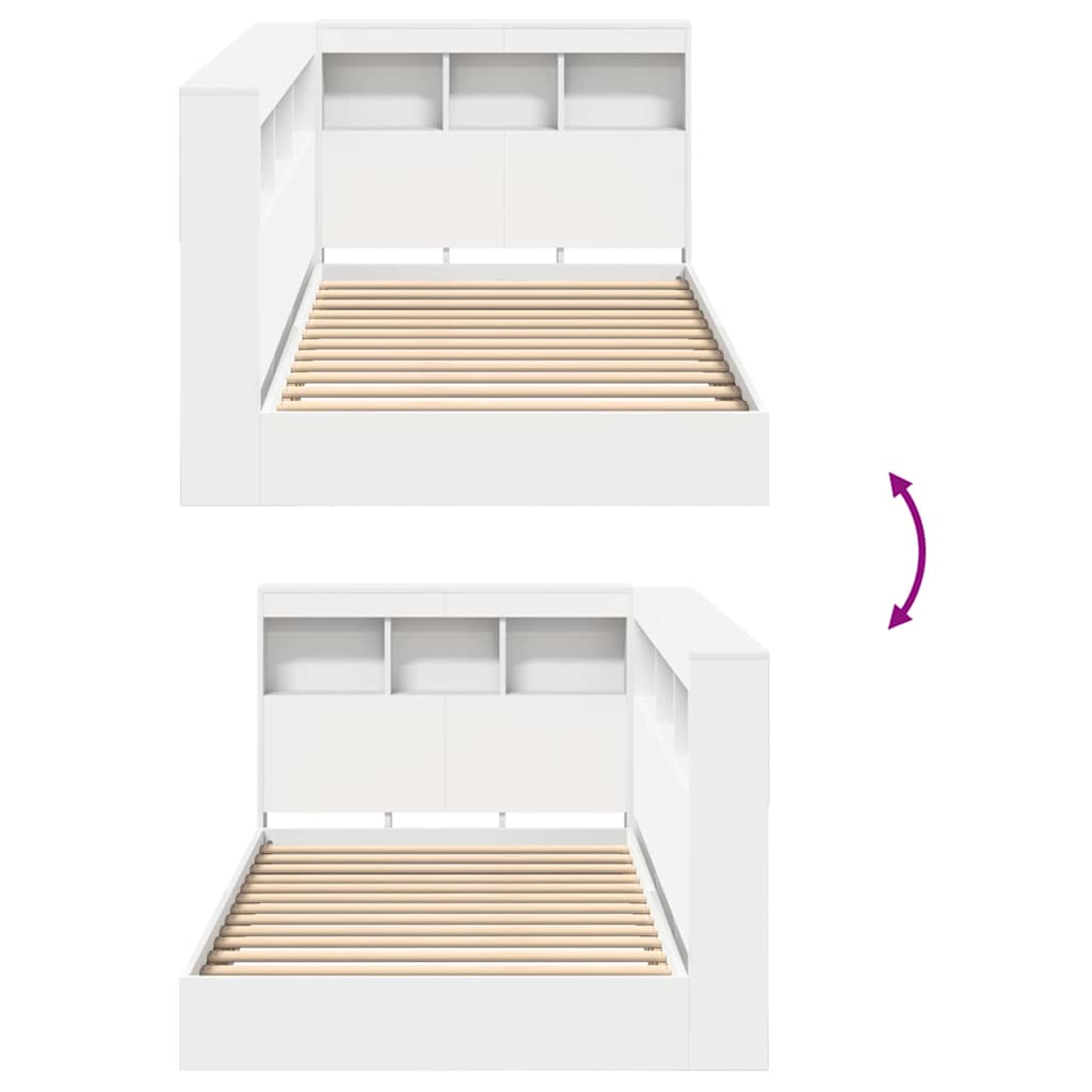 Bücherregal-Bett mit Kopfteil Weiß 90 x 190 cm Holzwerkstoff