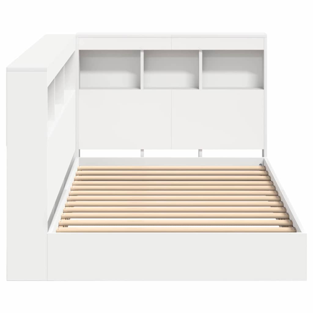 Bücherregal-Bett mit Kopfteil Weiß 90 x 190 cm Holzwerkstoff