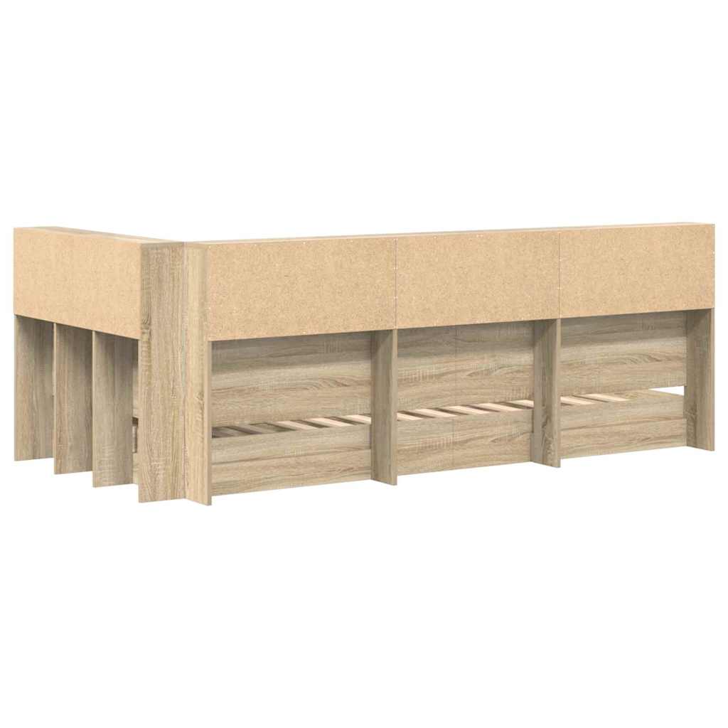 Bücherregal-Bett Sonoma-Eiche 75 x 190 cm Holzwerkstoff