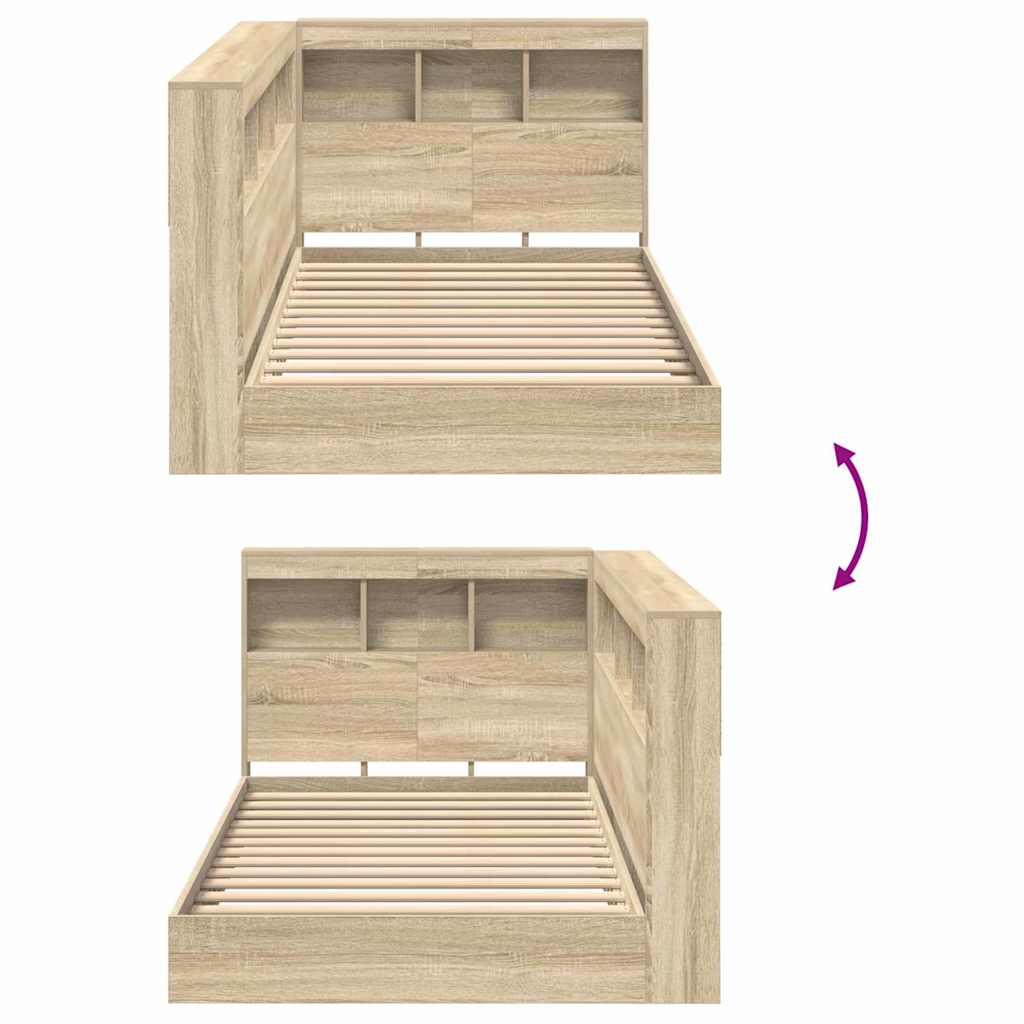 Bücherregal-Bett Sonoma-Eiche 75 x 190 cm Holzwerkstoff