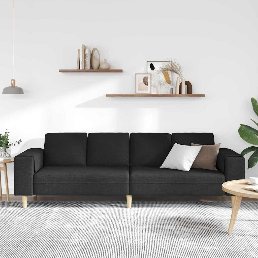 Wohnzimmer Couch Schwarz 250 x 77 x 76 cm Polyester