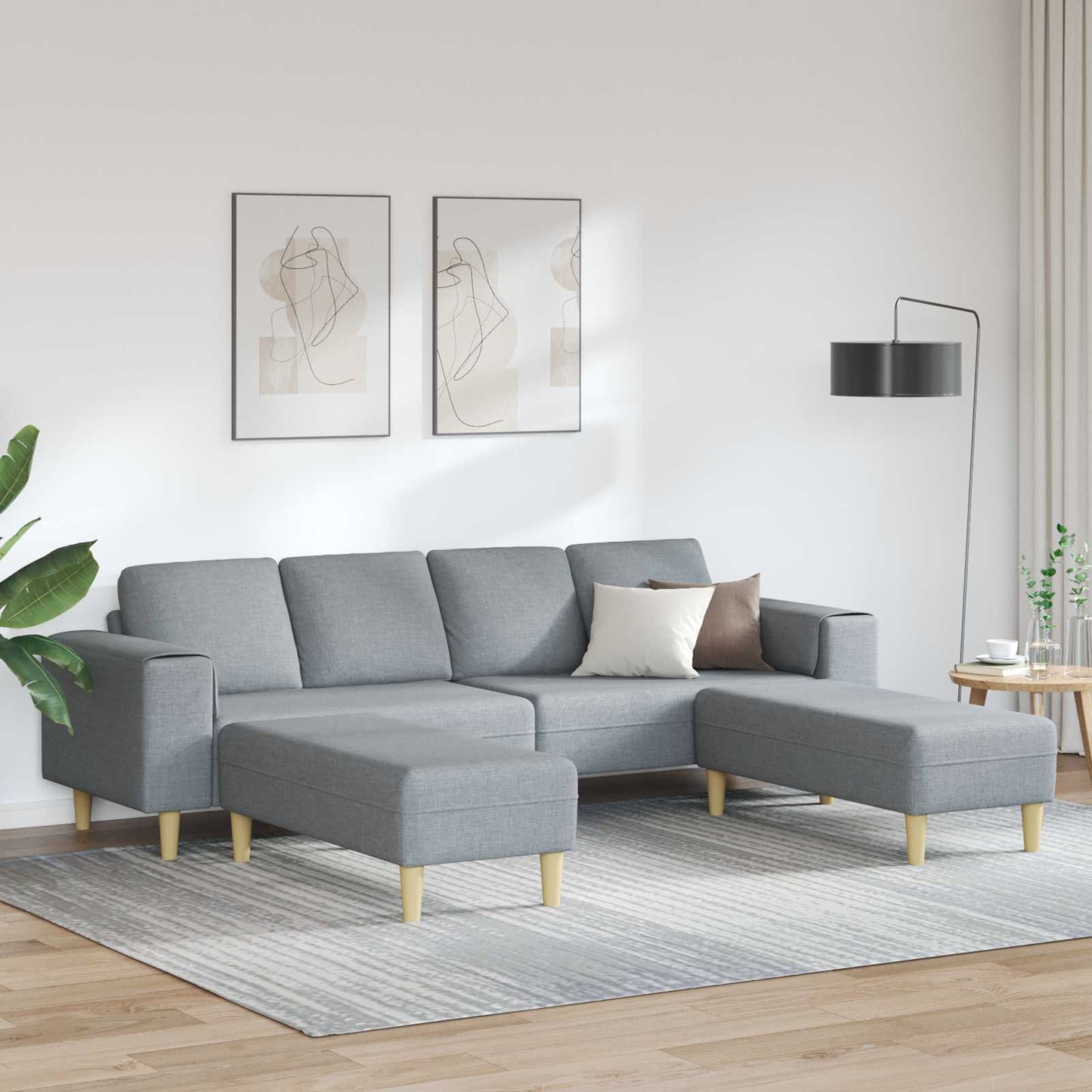 Wohnzimmer Couch 3 stk. Hellgrau Polyester
