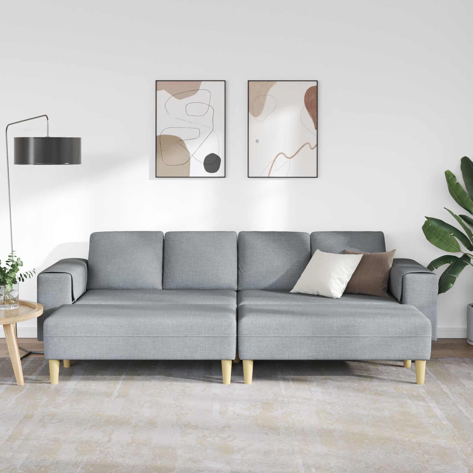 Wohnzimmer Couch 3 stk. Hellgrau Polyester